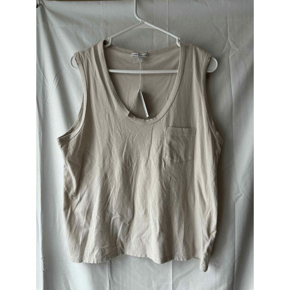 James Perse V Neck Cotton Tank in Salt Size 3